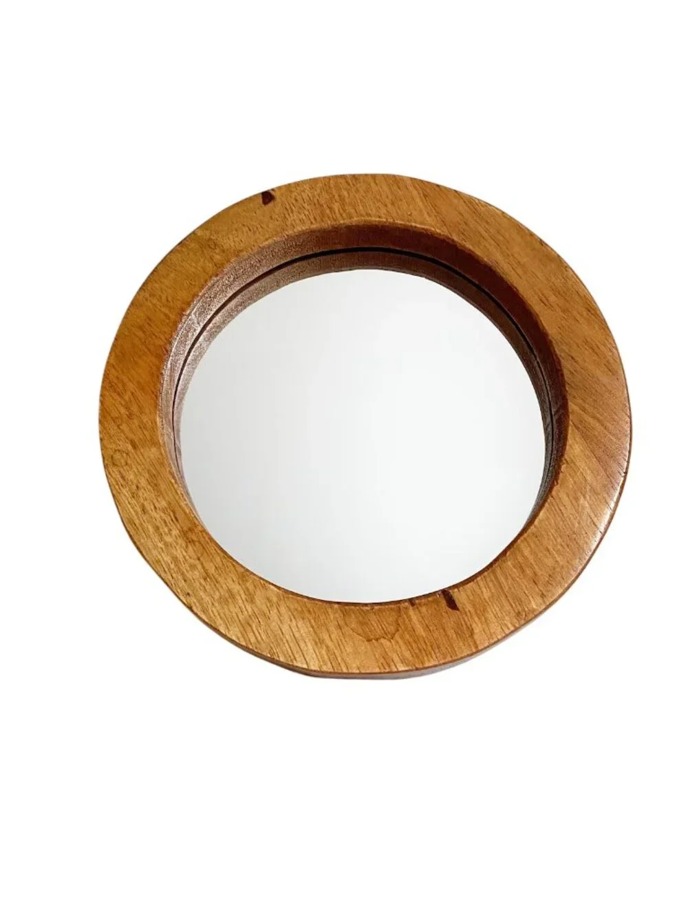 Round Oak Wall Mirror: Minimalist Solid Wood Frame 8